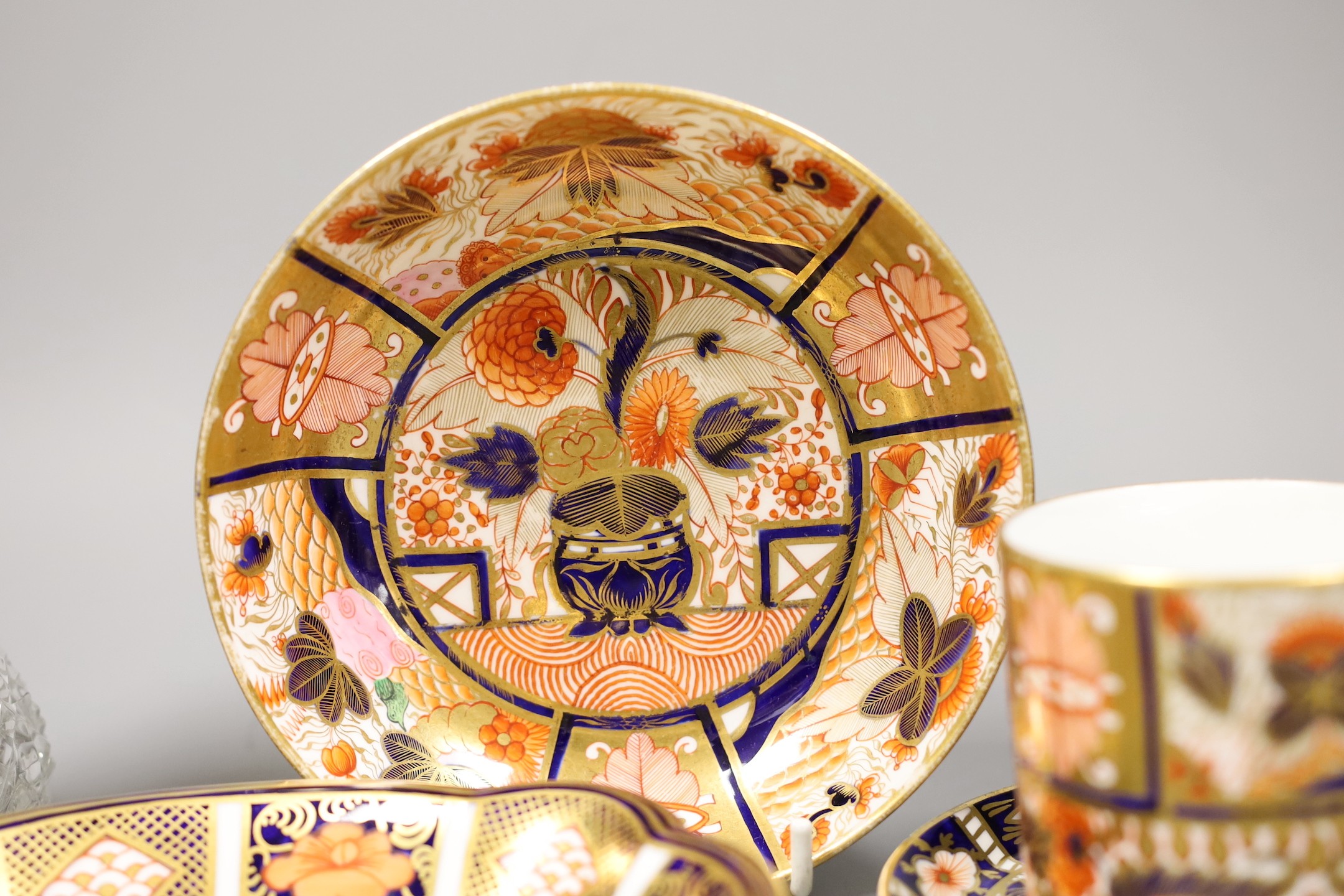 A Chinese bowenite buddha, a Chinese provincial dish, a Derby 1128 dish, a Silver mounted sugar sifter and other miscellaneous items